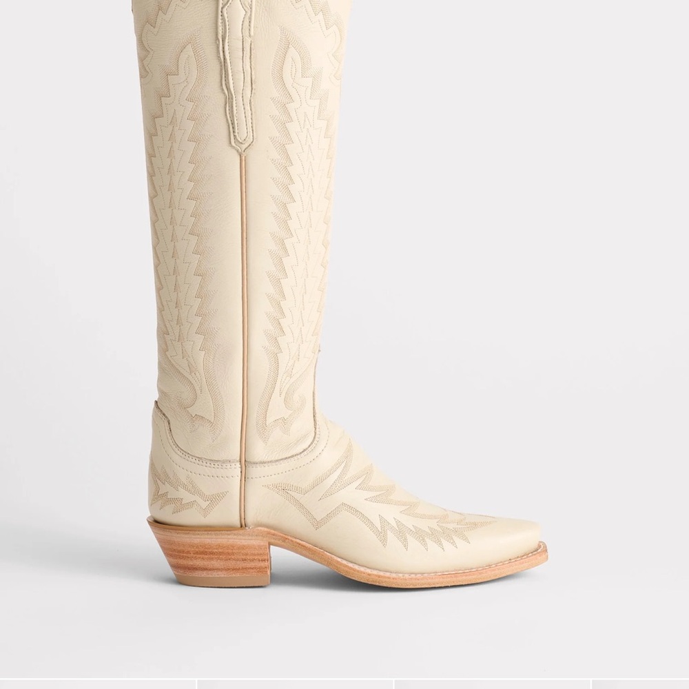 Lucchese Women's Cream Over the Knee Boots - Picture 3 of 3